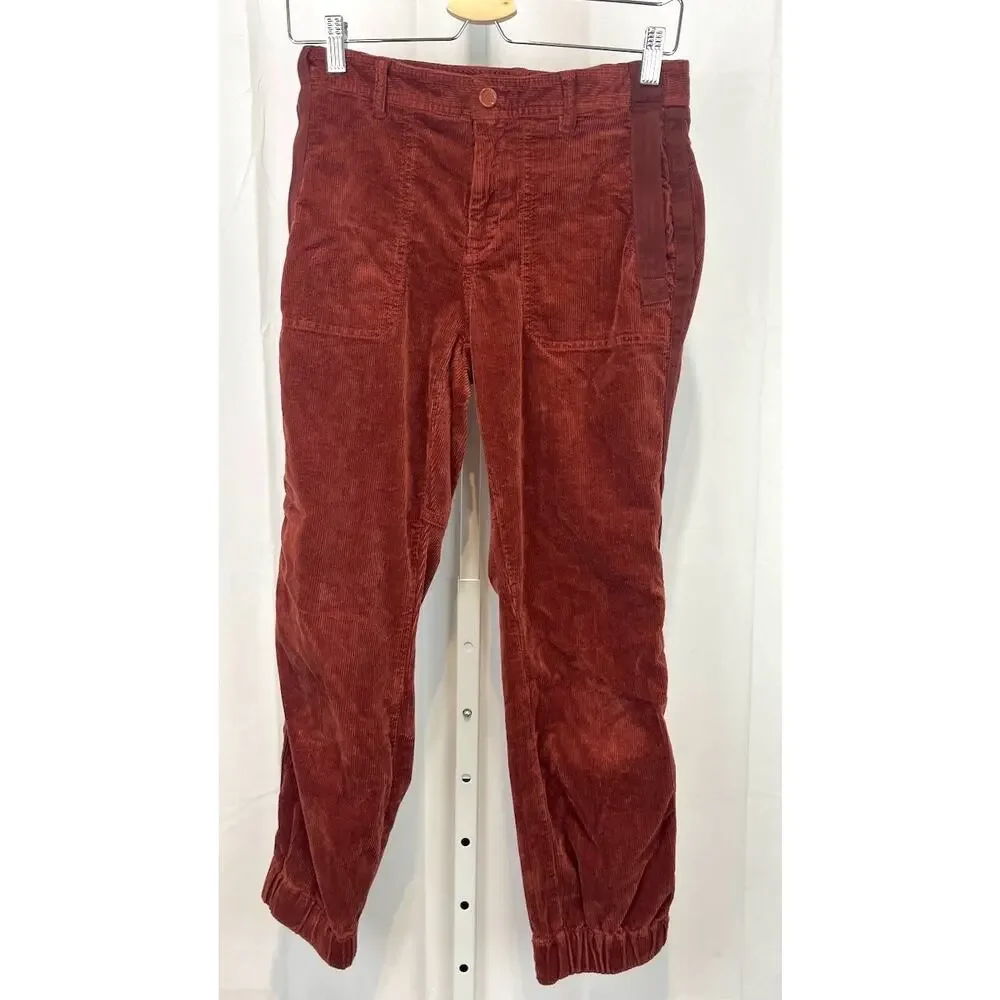 by ANTHROPOLOGIE The Richie Slim Corduroy Jogger Pants Rust Red Orange Size 6 - Picture 9 of 9